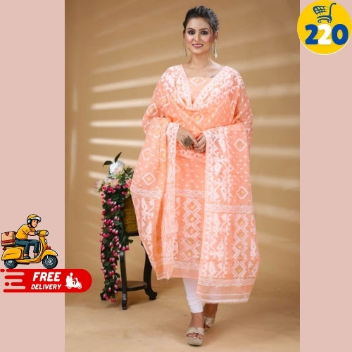 Elegant Sky Blue Printed Chanderi Cotton Suit Set – With Dupatta