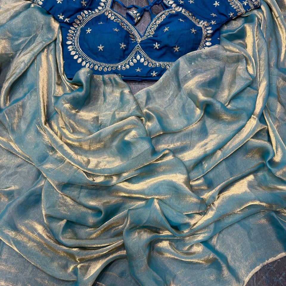 Space Silk Saree With Embroidery With Blouse