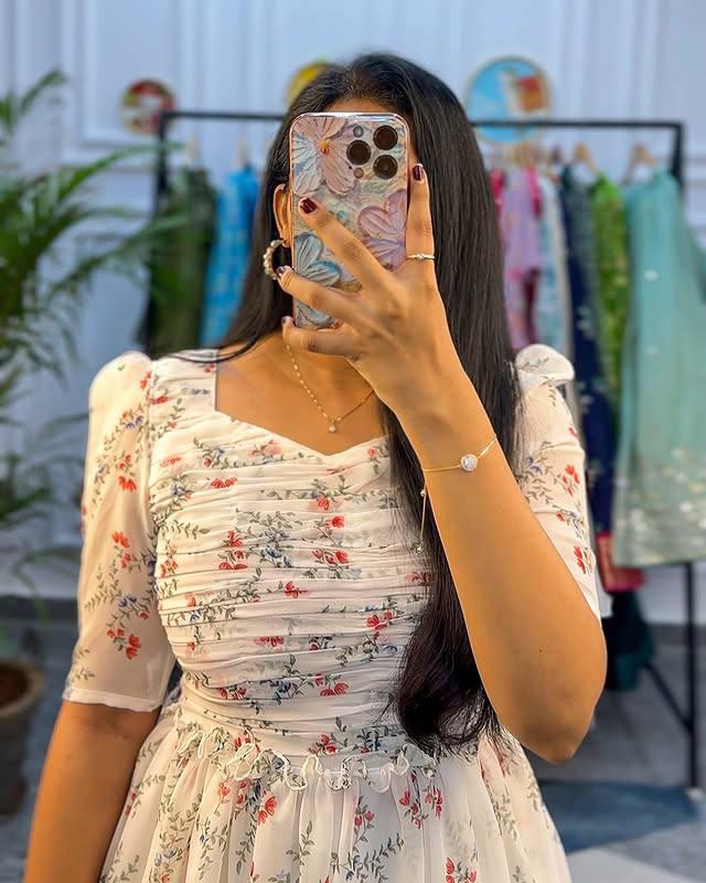 Blush Pink Floral Georgette Maxi Dress – Summer Edition