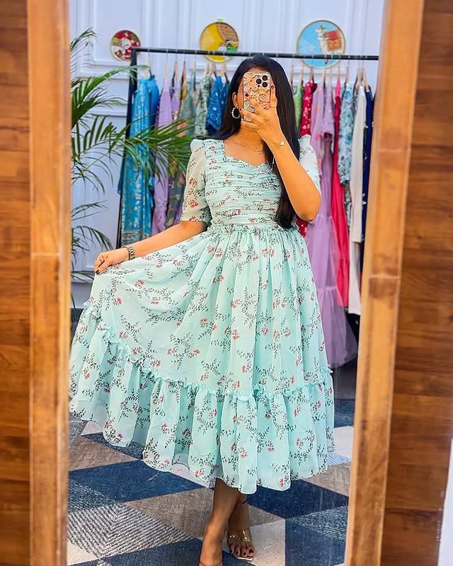 Blush Pink Floral Georgette Maxi Dress – Summer Edition
