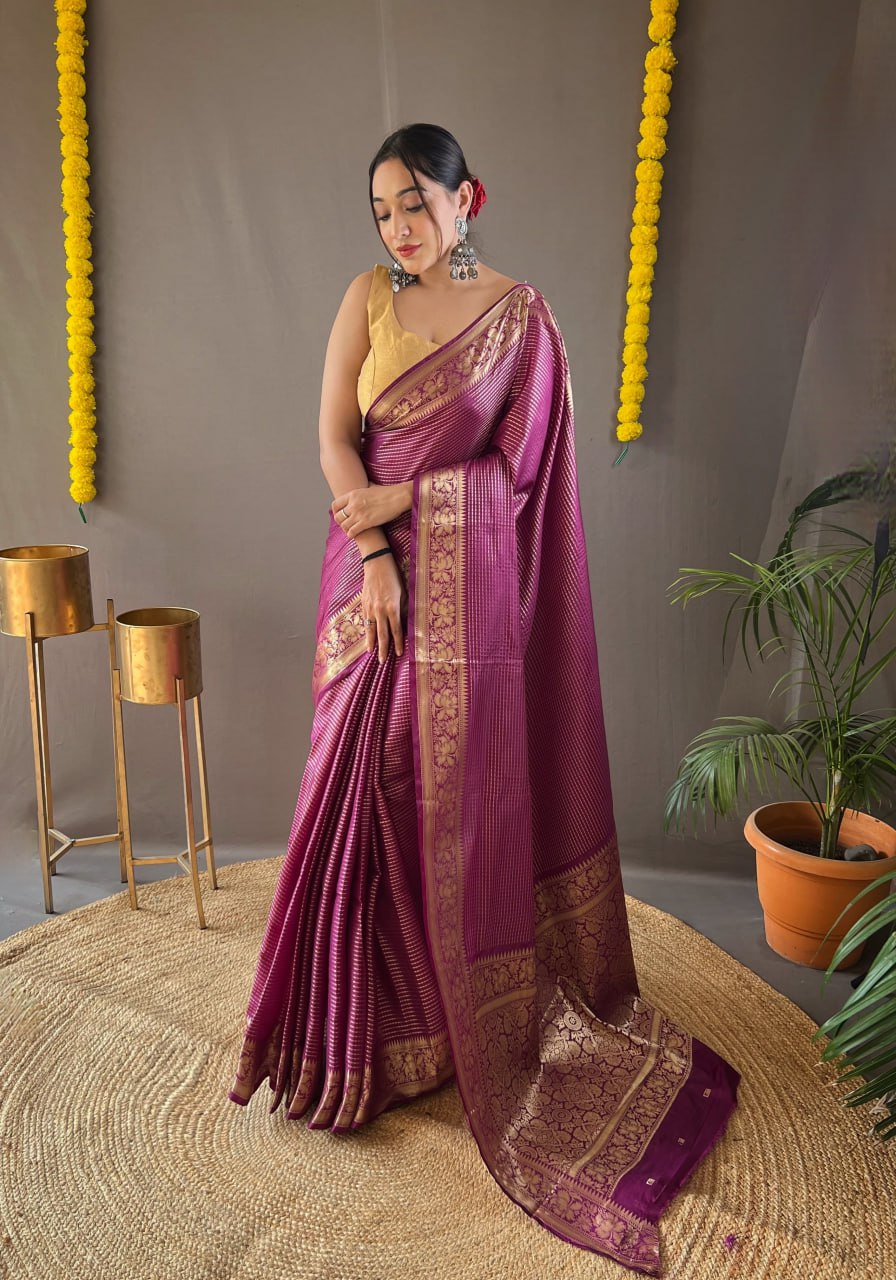 Soft Copper Silk Saree with Intricate Weaves & Regal Touch