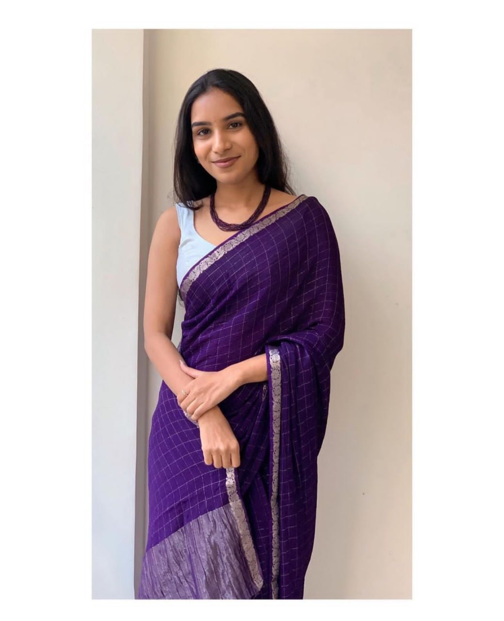 Pure Chinon Chiffon Saree with Elegant Golden Border