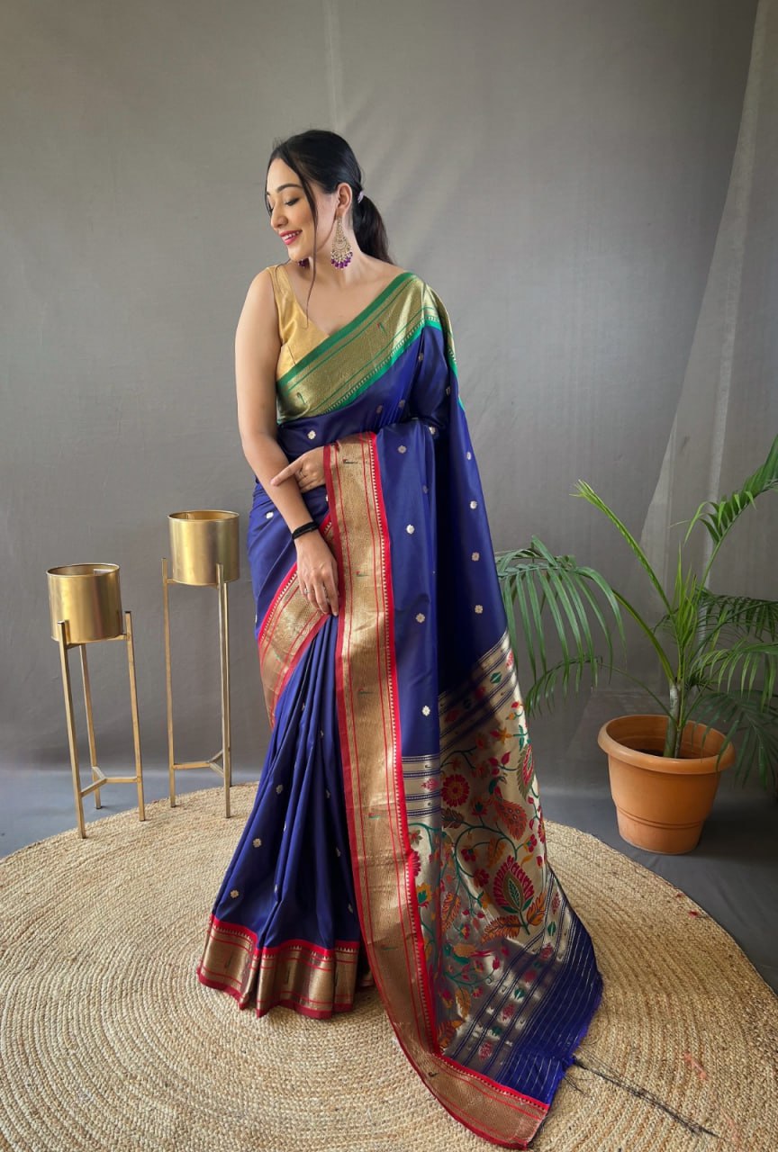 Paithani Saree with Ganga Jamuna Border and Rich Pallu