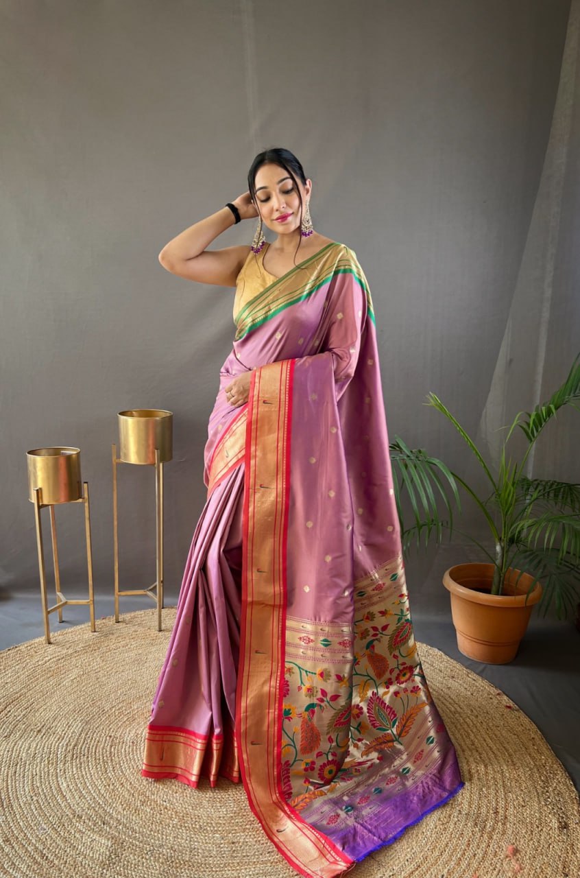 Paithani Saree with Ganga Jamuna Border and Rich Pallu