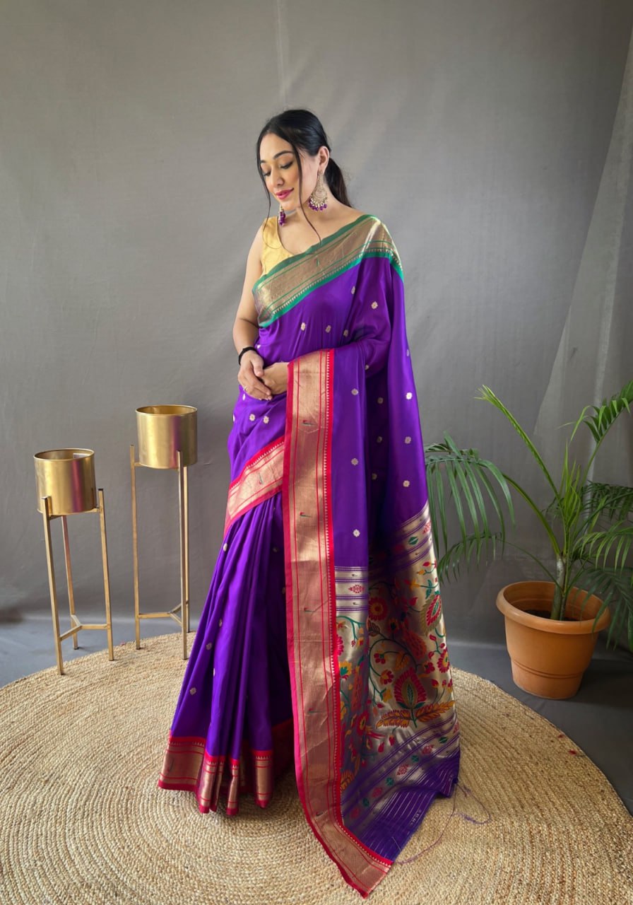 Paithani Saree with Ganga Jamuna Border and Rich Pallu
