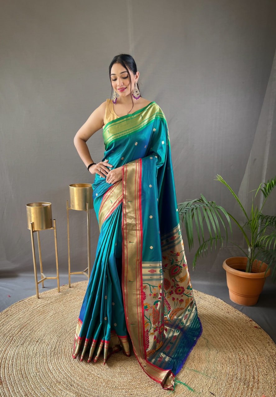 Paithani Saree with Ganga Jamuna Border and Rich Pallu