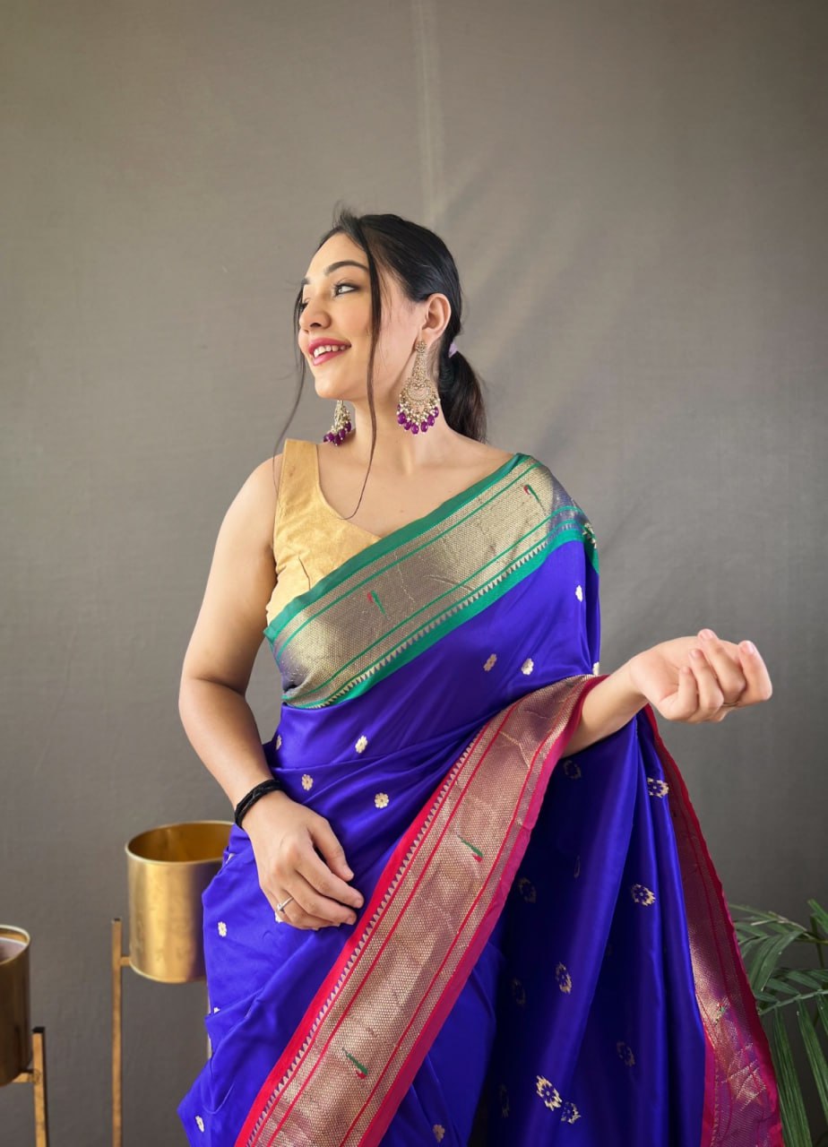 Paithani Saree with Ganga Jamuna Border and Rich Pallu