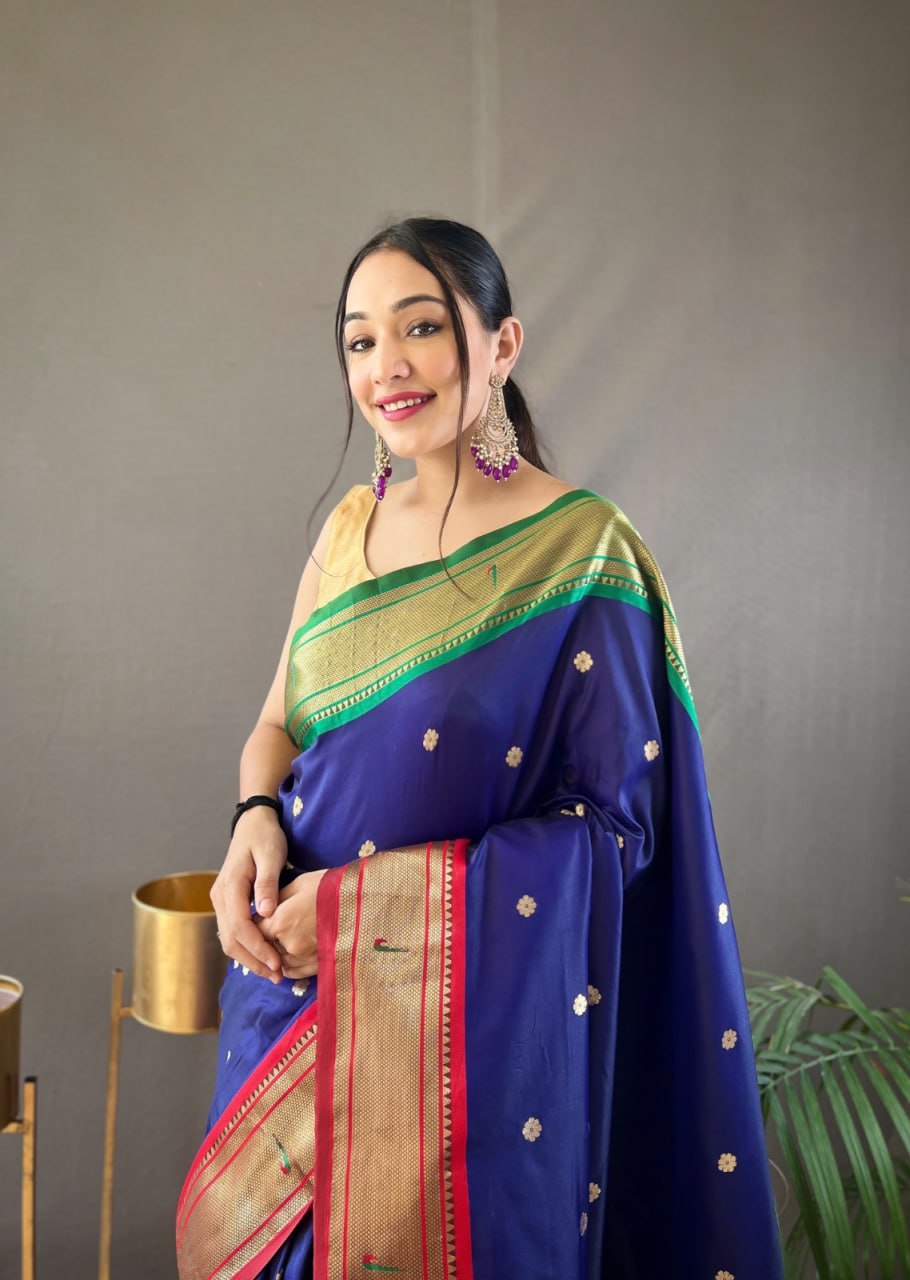 Paithani Saree with Ganga Jamuna Border and Rich Pallu