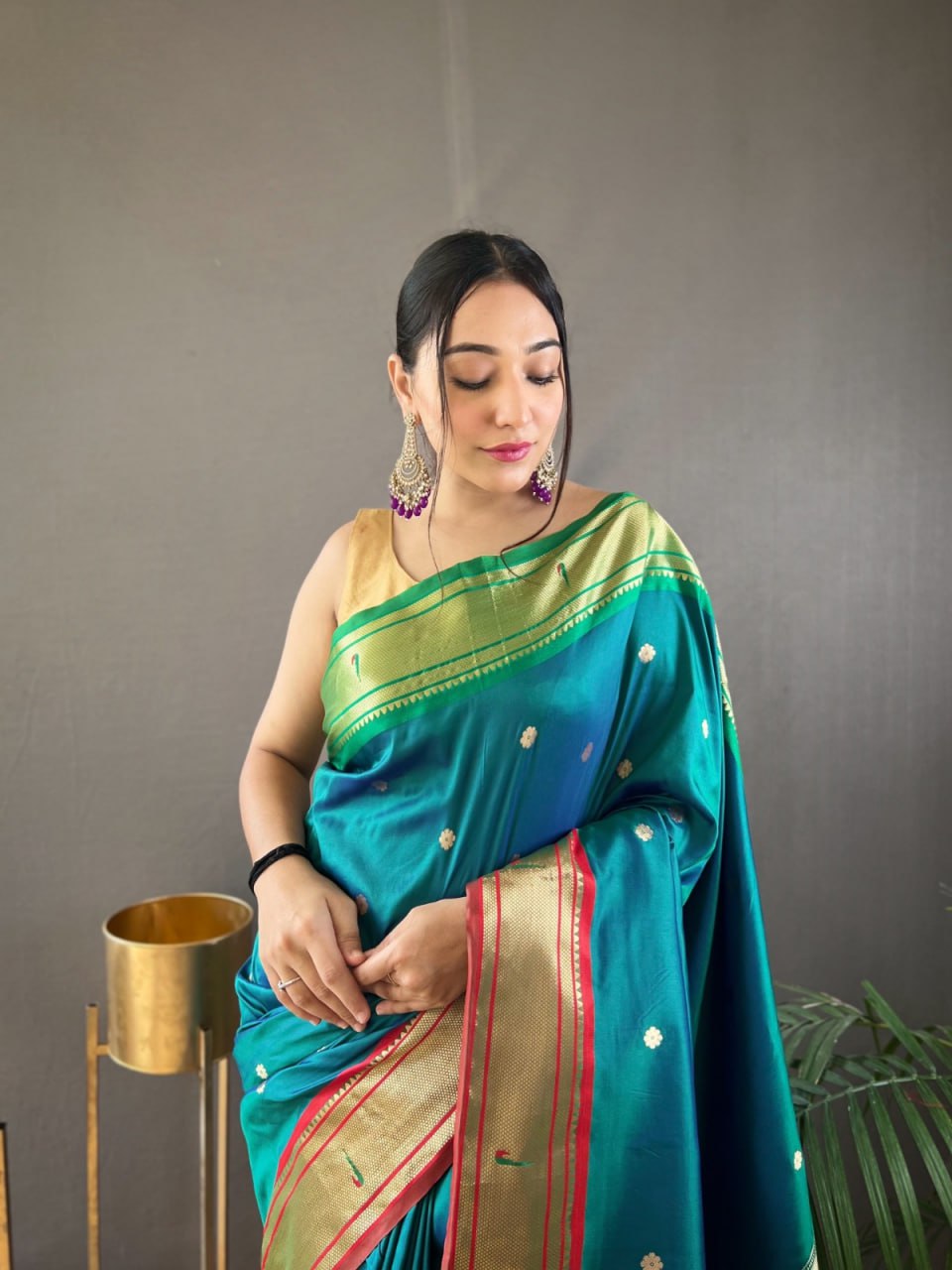 Paithani Saree with Ganga Jamuna Border and Rich Pallu