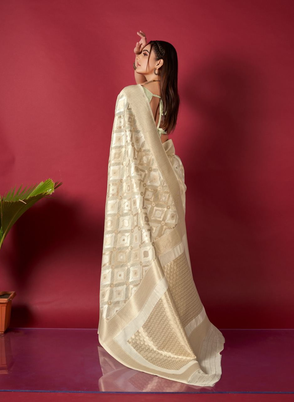 Original Linen Ikkat Weaving Saree with Brocade Blouse