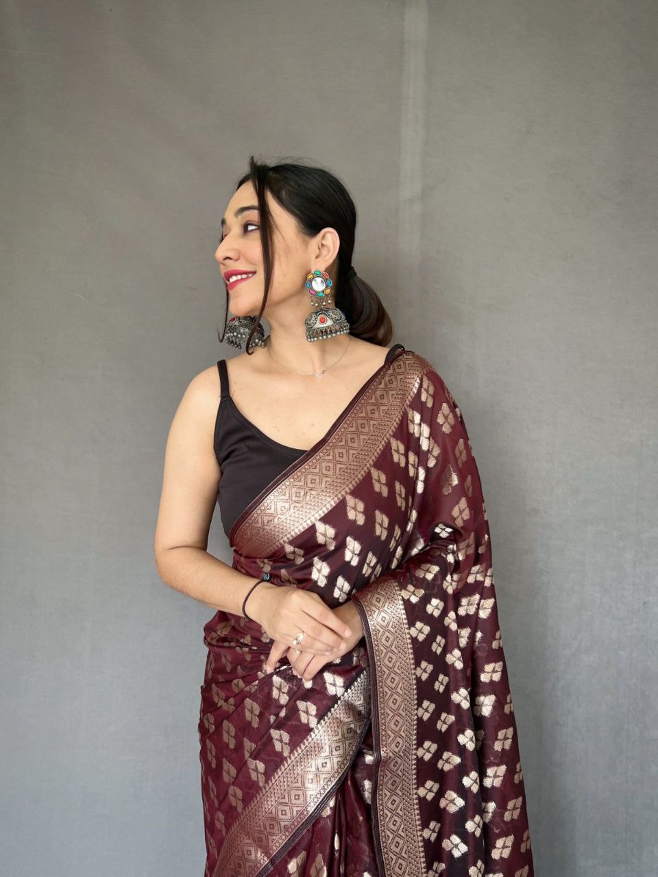 Pure Tabby Silk Saree with Zari Elegance