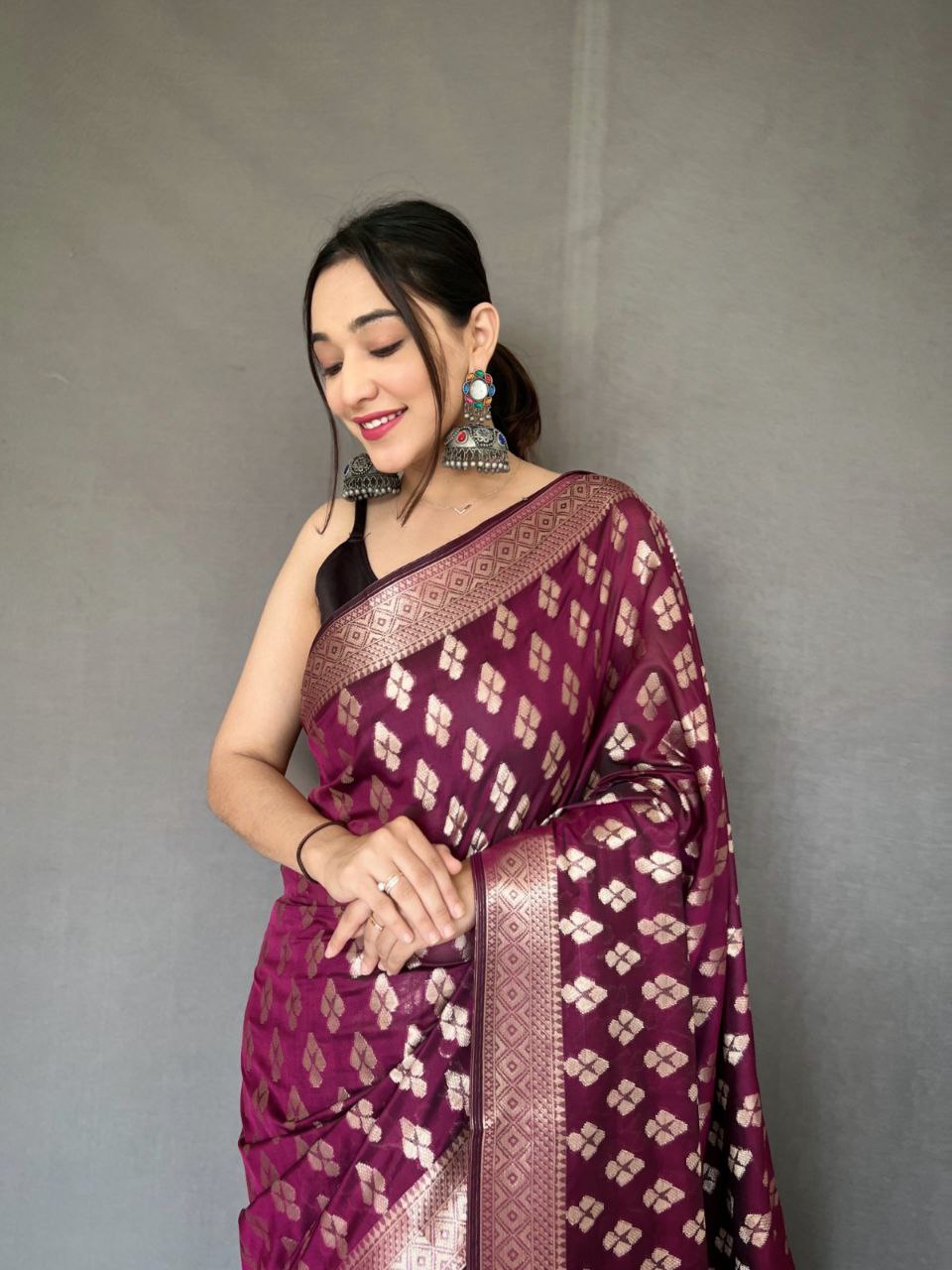 Pure Tabby Silk Saree with Zari Elegance