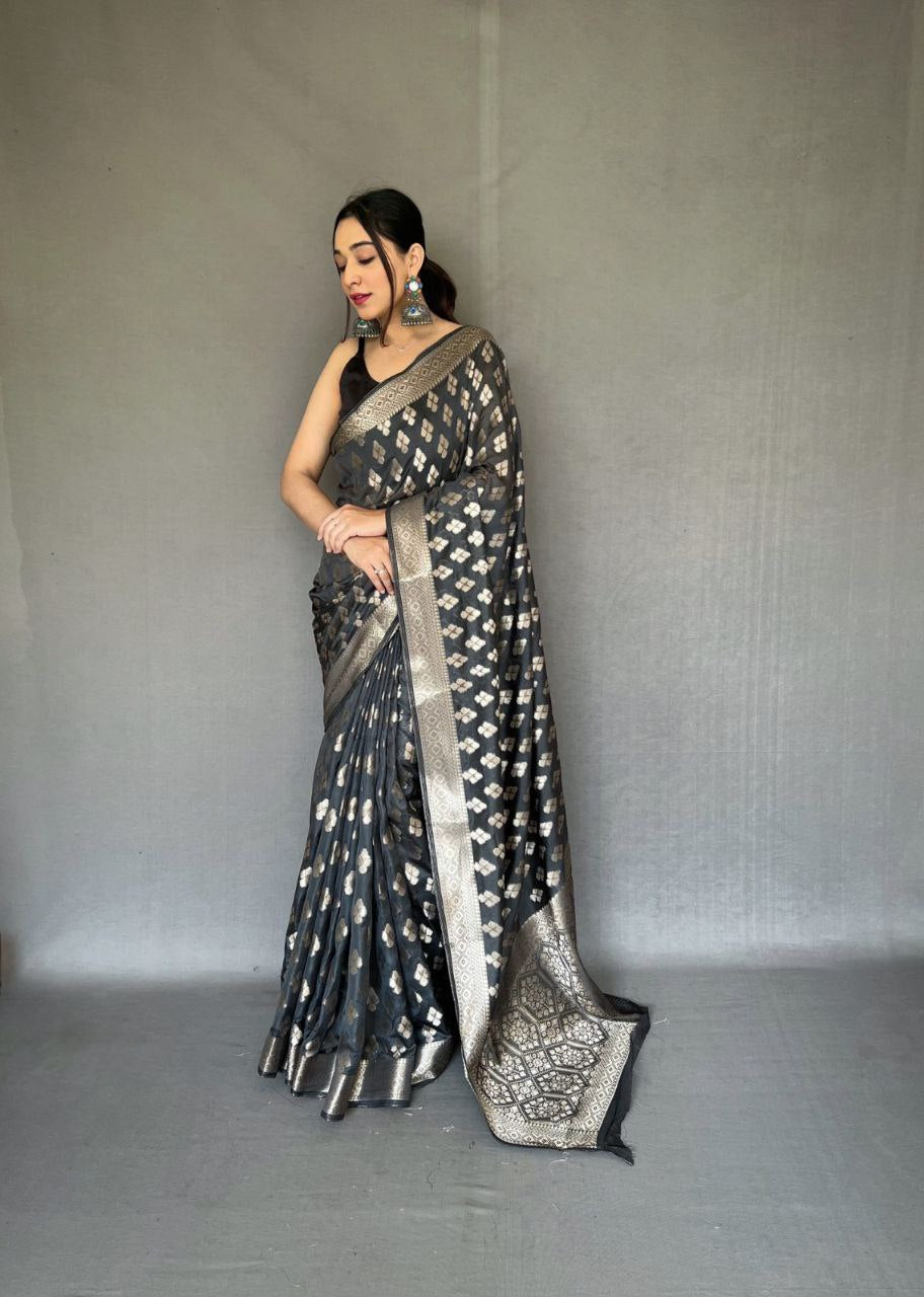 Pure Tabby Silk Saree with Zari Elegance