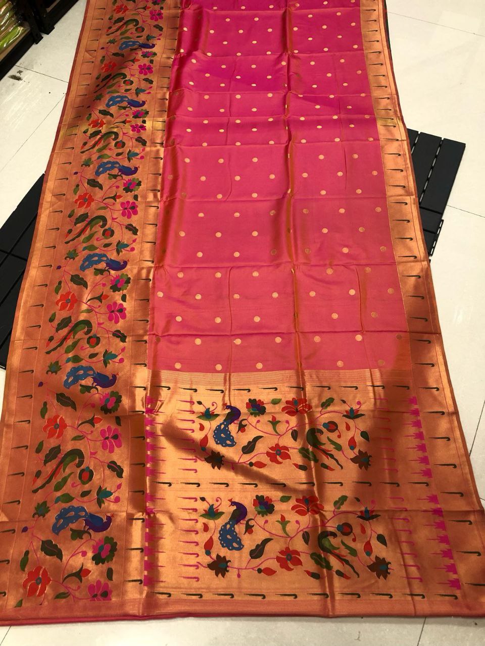 Pure Kanchivaram Paithani Silk Saree with Timeless Zari Beauty