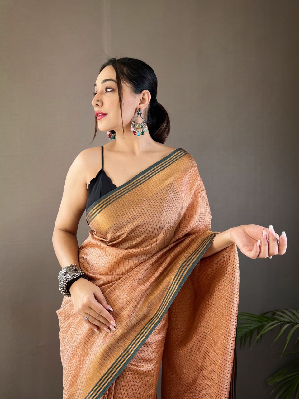Soft Silk Saree with Zari Chex and Elegant Border