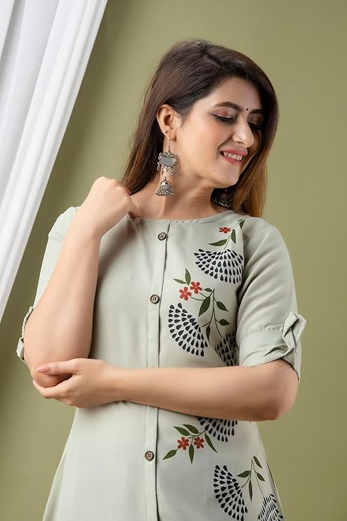 Florance Exclusive Slub Cotton Digital Printed Fully Stitched Aline Kurta For Women & Girls