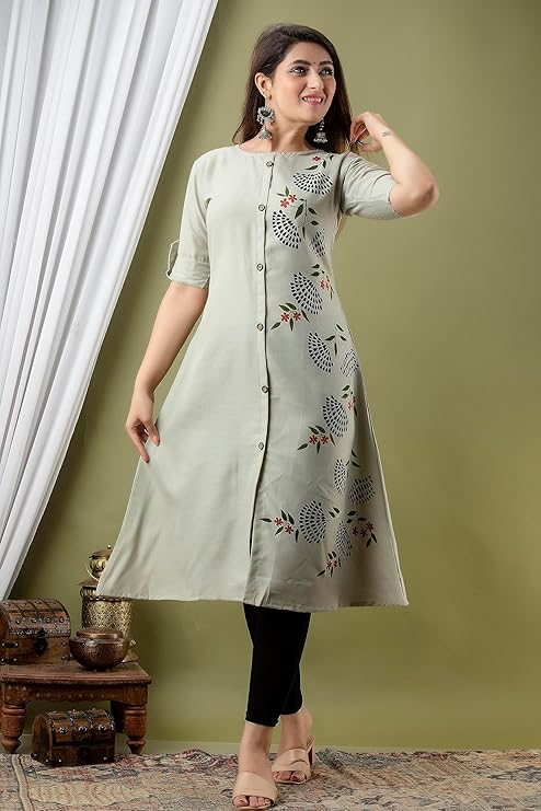 Florance Exclusive Slub Cotton Digital Printed Fully Stitched Aline Kurta For Women & Girls