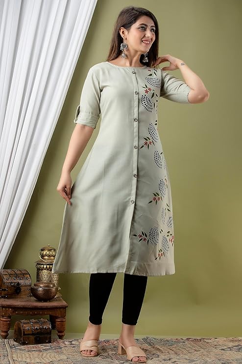Florance Exclusive Slub Cotton Digital Printed Fully Stitched Aline Kurta For Women & Girls