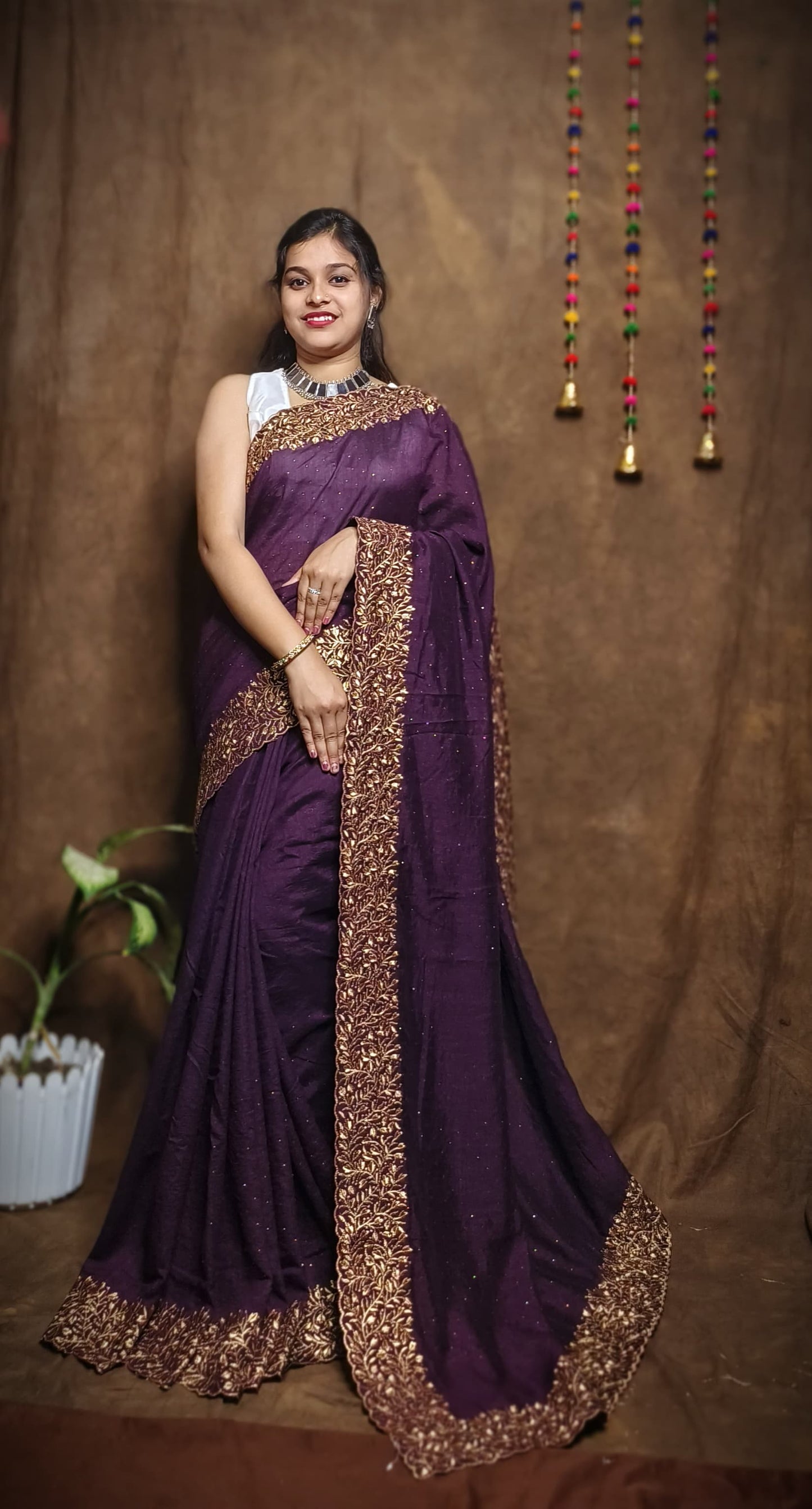 Premium Pure Vichitra Silk Saree with Heavy Zari Work Blouse