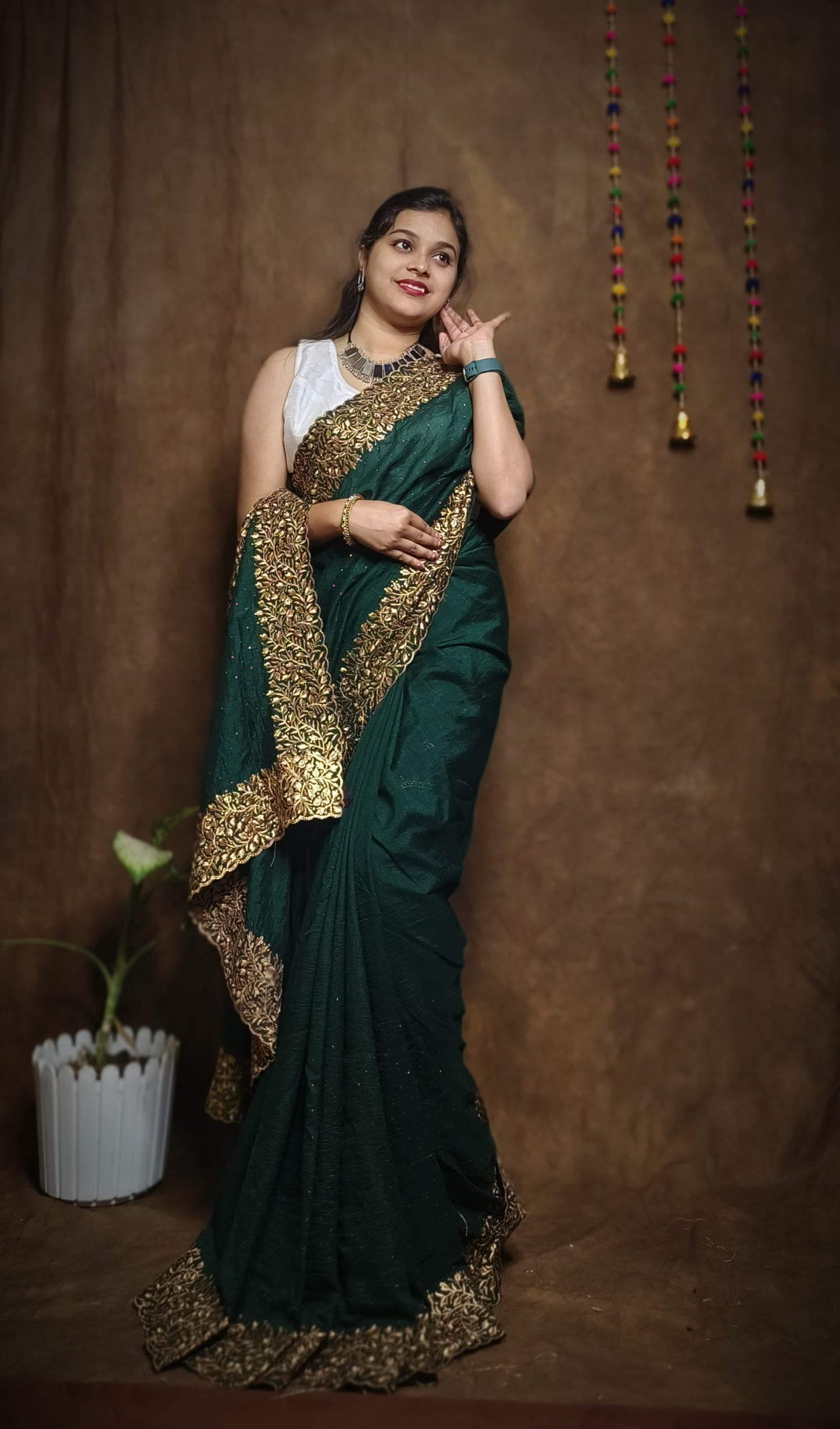 Premium Pure Vichitra Silk Saree with Heavy Zari Work Blouse