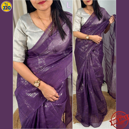 Elegant Organza Saree with Zari Lining & Jute Organza Blouse