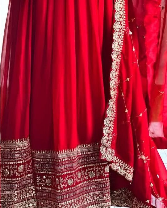 Luxury Maroon Embroidered Anarkali Suit