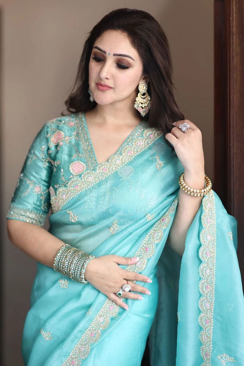 Elegant Organza Saree with Designer Blouse