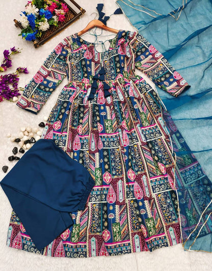 Luxury Chinnon Silk Anarkali Gown with Organza Dupatta – Festive & Wedding Collection