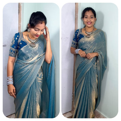 Space Silk Saree With Embroidery With Blouse