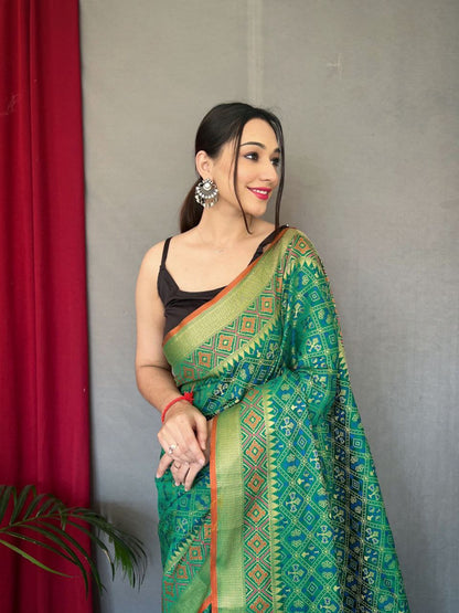 Elegant Pure Patola Silk Saree with Meenakari & Pallu