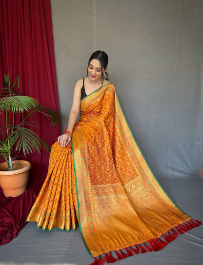Elegant Pure Patola Silk Saree with Meenakari & Pallu