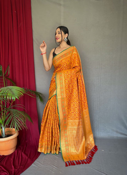 Elegant Pure Patola Silk Saree with Meenakari & Pallu