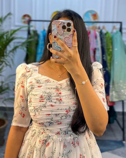 Blush Pink Floral Georgette Maxi Dress – Summer Edition