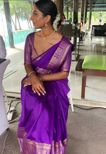 Royal  Lichi Silk Saree with Jacquard Rich Pallu