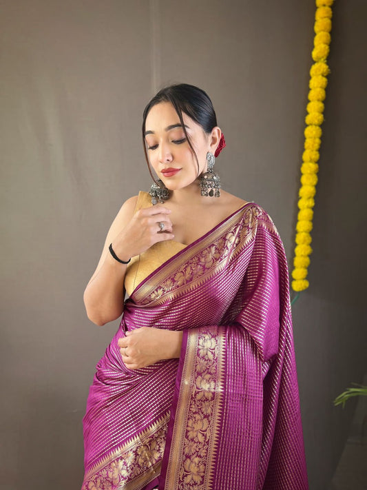 Soft Copper Silk Saree with Intricate Weaves & Regal Touch