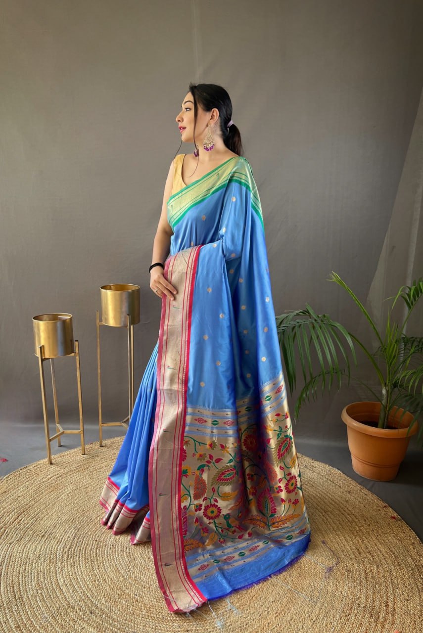 Paithani Saree with Ganga Jamuna Border and Rich Pallu