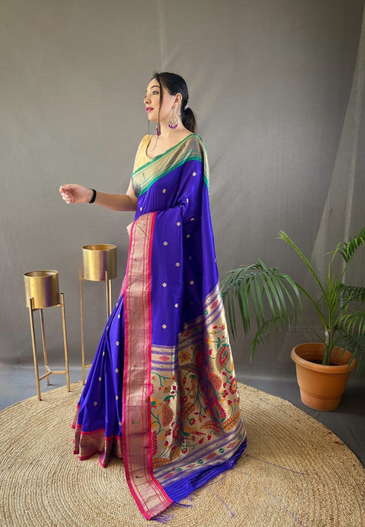 Paithani Saree with Ganga Jamuna Border and Rich Pallu