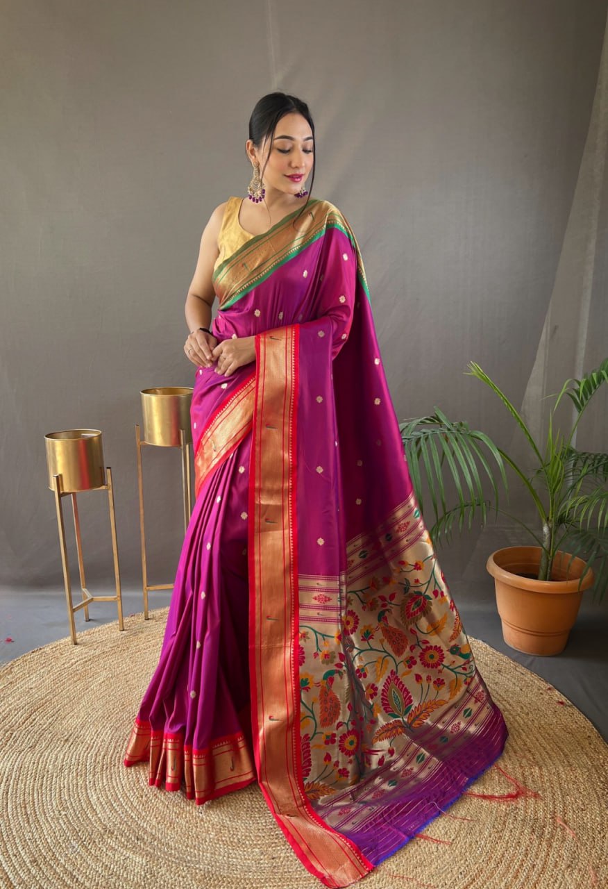 Paithani Saree with Ganga Jamuna Border and Rich Pallu