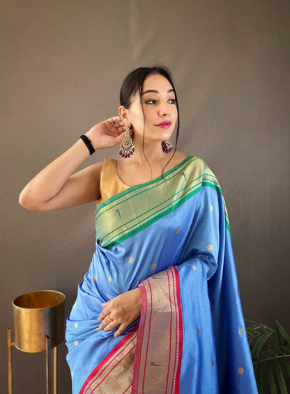 Paithani Saree with Ganga Jamuna Border and Rich Pallu