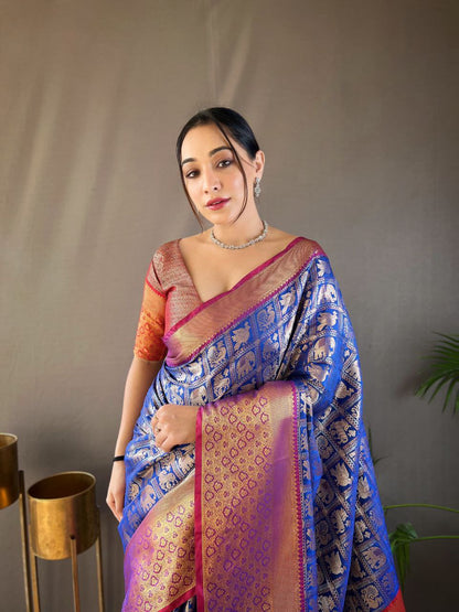 Elegant Pattu Silk Saree with Rich Contrast & Tradition