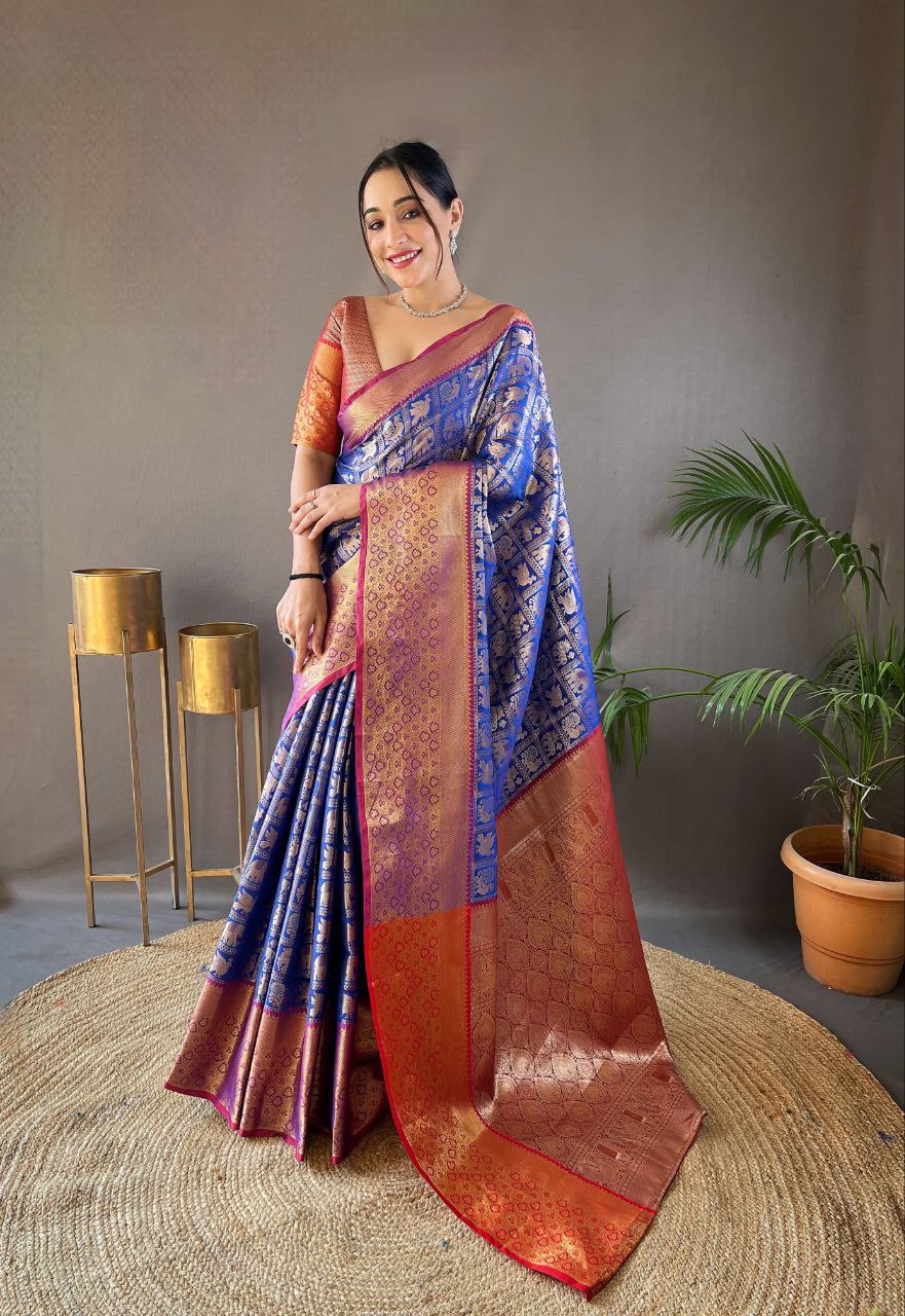 Elegant Pattu Silk Saree with Rich Contrast & Tradition