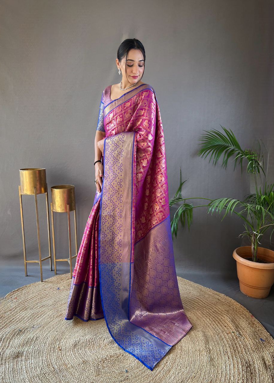 Elegant Pattu Silk Saree with Rich Contrast & Tradition