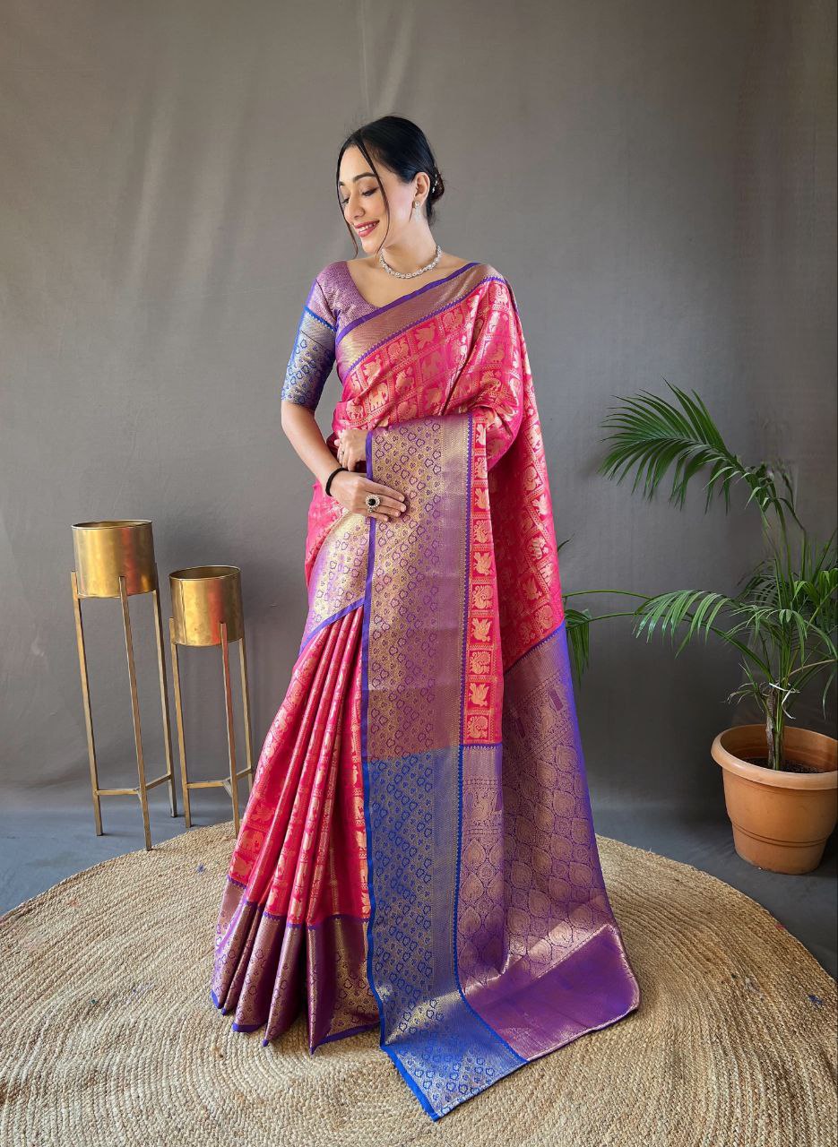 Elegant Pattu Silk Saree with Rich Contrast & Tradition
