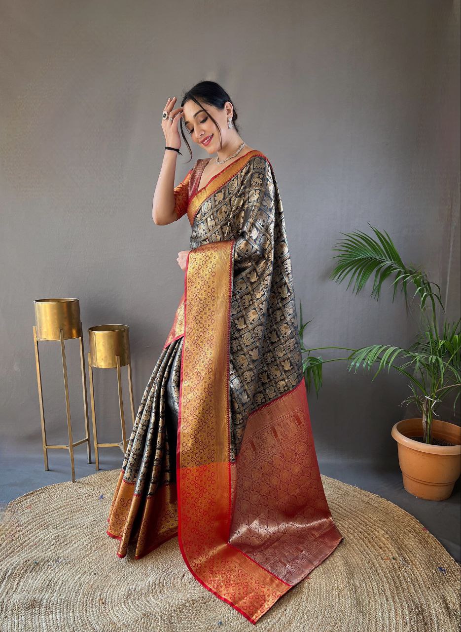 Elegant Pattu Silk Saree with Rich Contrast & Tradition