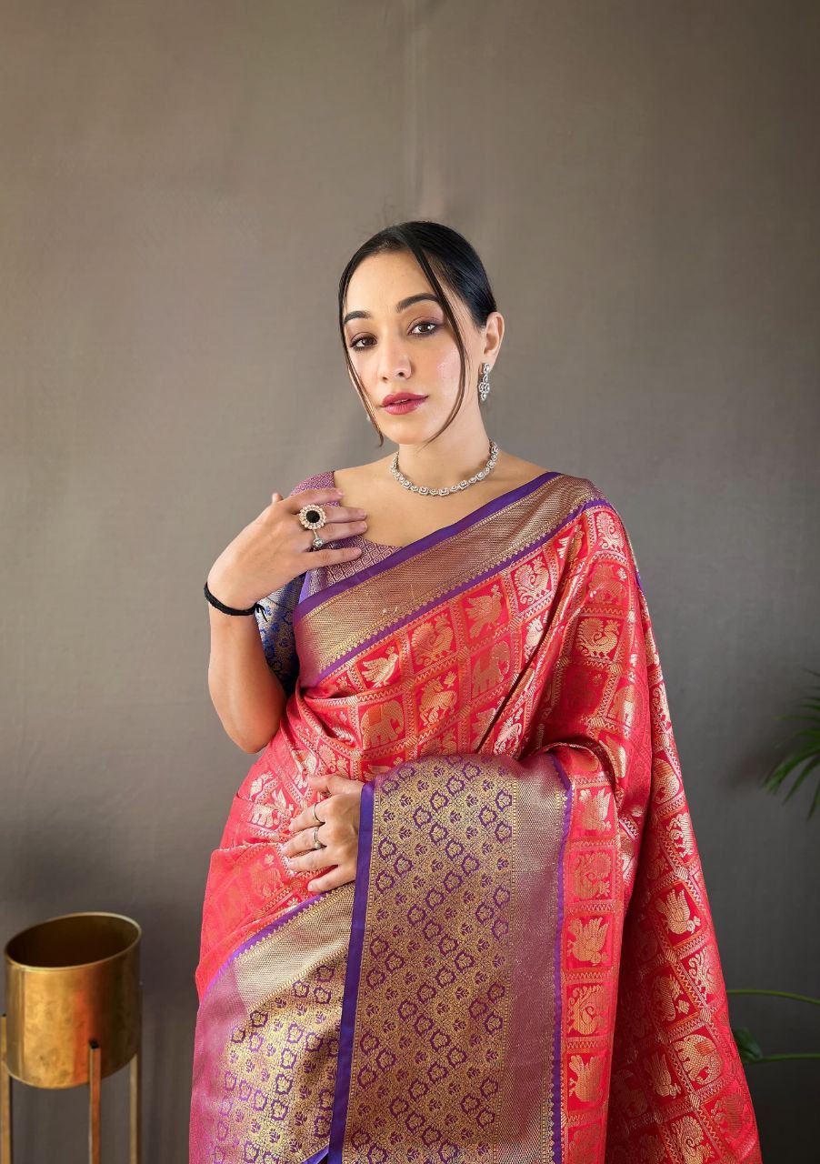 Elegant Pattu Silk Saree with Rich Contrast & Tradition