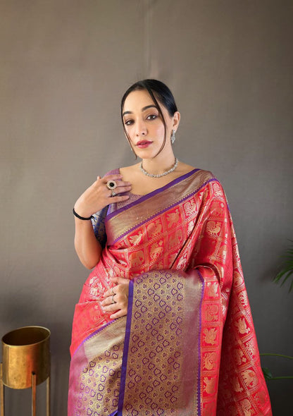 Elegant Pattu Silk Saree with Rich Contrast & Tradition