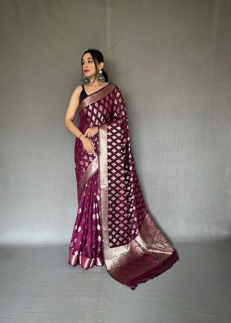 Pure Tabby Silk Saree with  Zari Elegance