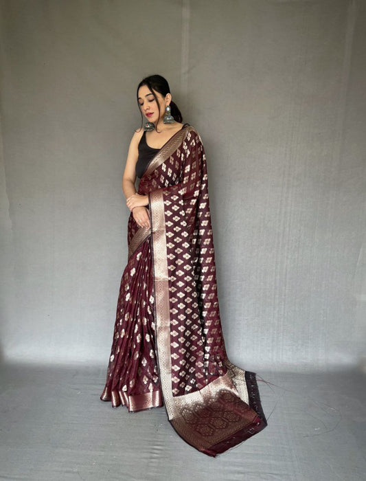 Pure Tabby Silk Saree with  Zari Elegance