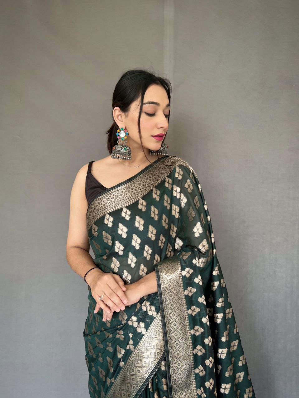Pure Tabby Silk Saree with  Zari Elegance