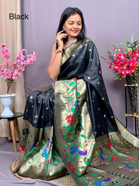 Pure Kanchivaram Paithani Silk Saree with Timeless Zari Beauty